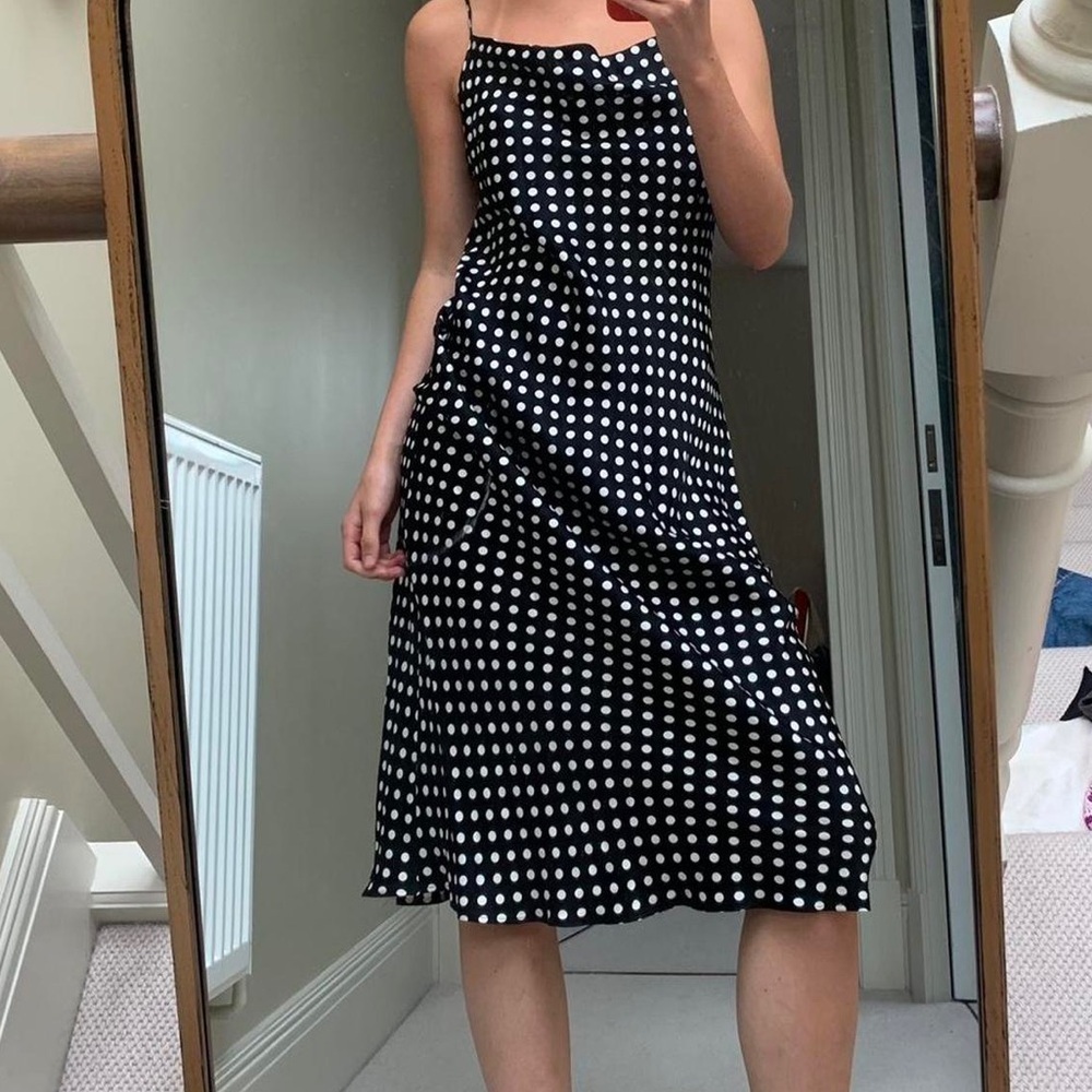 Cowl neck polka dots dress